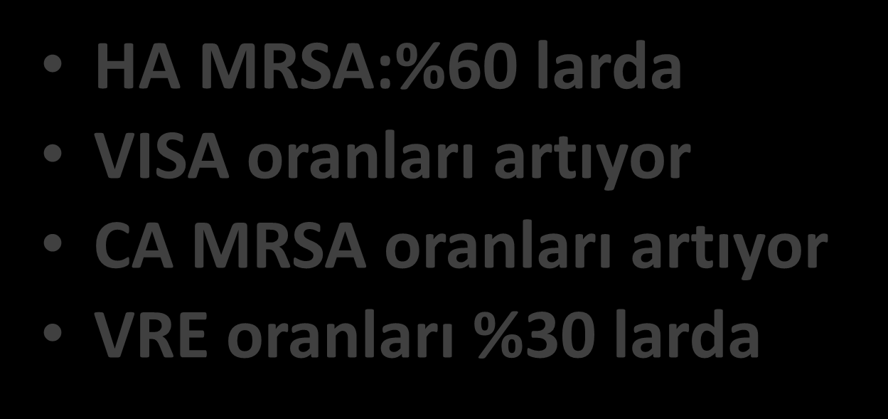 Sorunlar HA MRSA:%60 larda VISA oranları