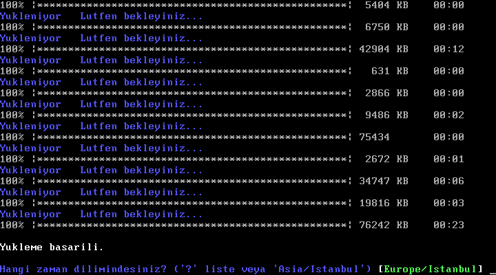 n. Zaman Dilimi: Şekil 14 Paketlerin yüklemesi bittikten sonra hangi zaman diliminde olduğunuz sorulur.? işareti ile liste alabilirsiniz.