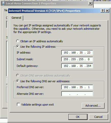 6) TCP/IP tanımlarını, çalışmanın başında kaynak sanal makineden aldığınız orijinal bilgilerle güncelleyin.