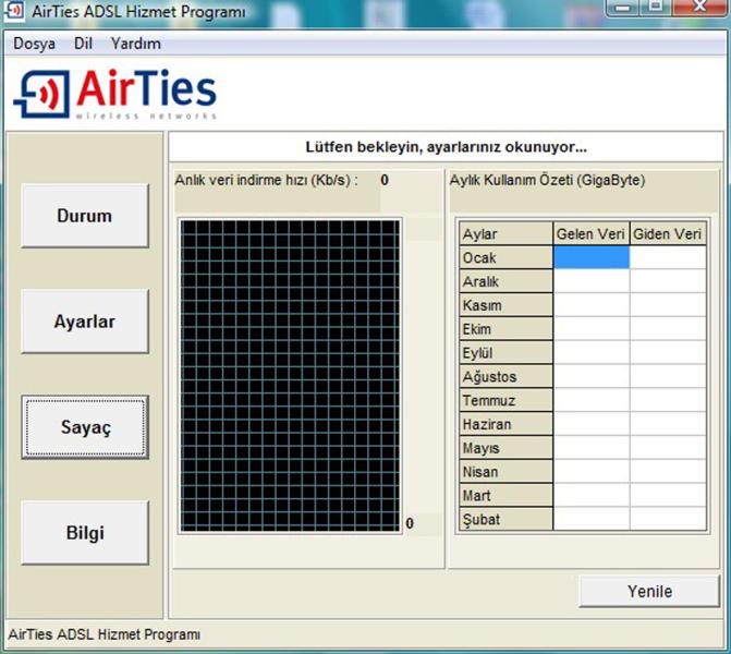 Modeminize birden fazla bilgisayar bağlamış olsanız da, ADSL sayacını içeren AirTies ADSL Hizmet Programını tek bir bilgisayara yüklemeniz yeterlidir.