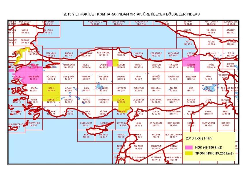 Ortofoto Harita Üretimi - Planlama Kadastro Dairesi Başkanlığı tarafından yapılan talepler dikkate alınarak, Harita Genel