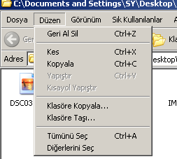 Kopyala - Yapıştır (4) Düzen Kopyala tıklanır Taşınacağı yer açılır Düzen Yapıştır tıklanır Kopyala - Yapıştır (5) Düzen Klasöre Kopyala.