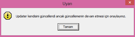 10 Updater ekranına kullanıcı adı ve şifre ile giriş yapılır.