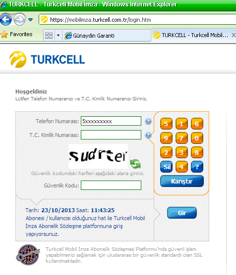 5.11. Müşteri ilgili linke tıkladığında Turkcell e login olacağı ekran açılır.
