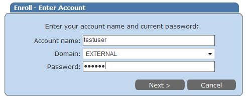 2/11 A.2. Enter your user name and select Domain as EXTERNAL and