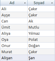 string Sorgu = "SELECT Ad, Soyad FROM Ogrenciler WHERE Ad LIKE 'A ' "; Not: A şeklinde iki tane alt çizgi var.