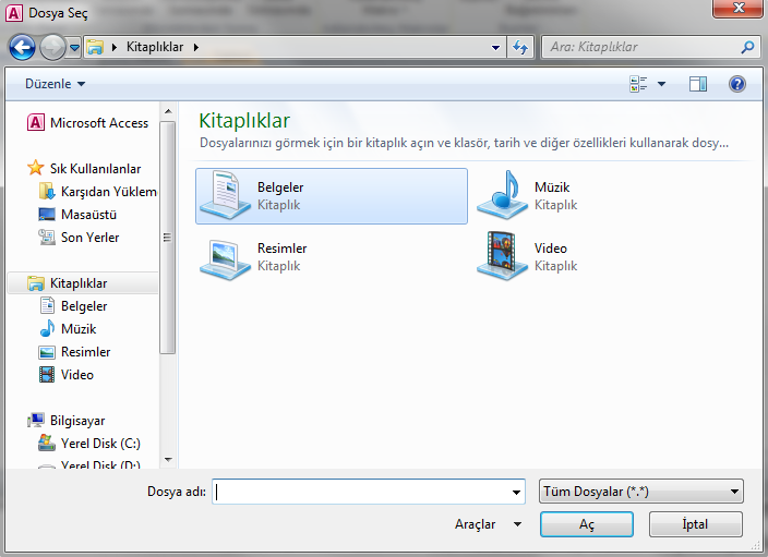 Ek alanına çift tıklanarak görüntülenen Ekler penceresinden Ekle bileşeni kullanılarak Dosya Seç penceresi açılır ve