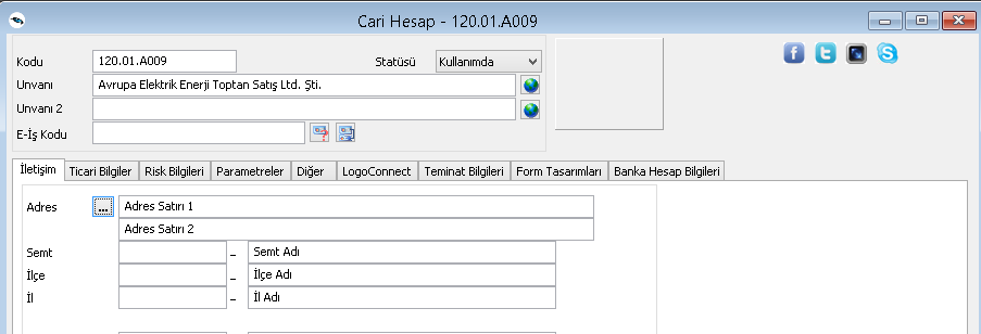 Cari Hesap Tanımları Cari hesap tanımları adından da nalaşılacağı gibi sistemde kullanılan yardımcı hesapların takip edildiği tanım türleridir.