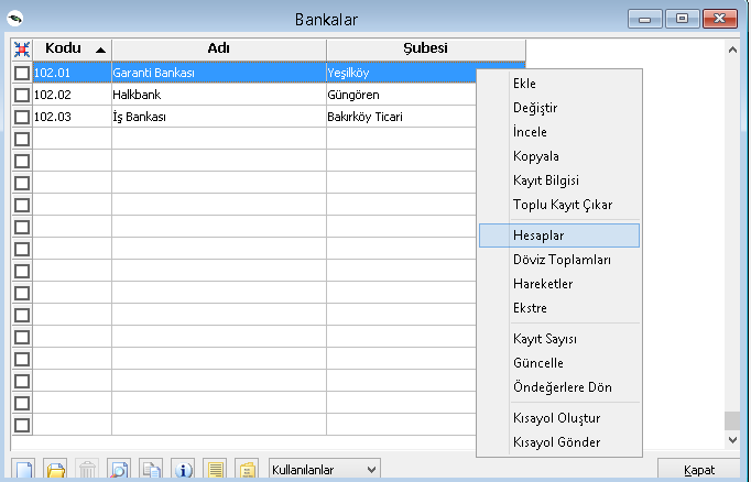 3. Açılan banka kartı tanımında Banka kodu, (banka kodu muhasebe hesaplarına uygun olarak girilmesi ileride yapılacak karşıt kontroller için uygun olacaktır.