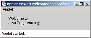 1 <html> 2 <applet code = "WelcomeApplet2.