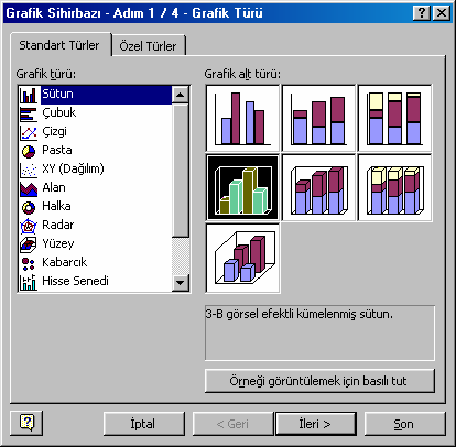 GRAFİK OLUŞTURMA Excel de sayısal verilerden oluşan bir tablonun sayısal verilerin artış-azalışını görmek için grafik oluşturulabilir.