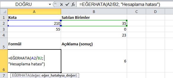 ve diğer durumlarda sonuç F olarak belirlenmiştir. A2 hücresindeki sayı teker teker hepsiyle karşılaştırılarak 59 dan küçük olduğu için sonuç F dir. 4.