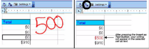 Bölüm 2:Excel üzerinde Akıllı Mürekkep kullanımı yazılan rakamı bir metin olarak algılamasını bir örnekle gösterelim Metin olarak tanıma tuşuna basmadan Tuşa bastıktan sonra 500 yazısı bir rakam önce