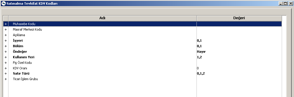 Ödeme Tevkifat Kdv Muhasebe Kodları Tanımlama Ödeme Tevkifat Kdv Muhasebe Kodları menüsünden tevkifatla ilgili muhasebe kodları tanımlanır.