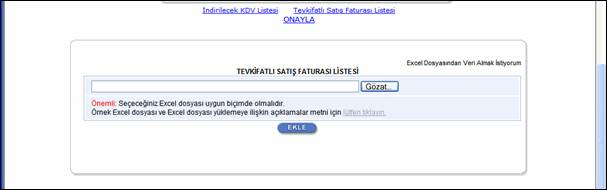 Excel dosyasının yukarıda anlatıldığı şekilde doldurulması sonrası aşağıda gösterildiği üzere Gözat butonu tıklanır ve oluşturulan Excel dosyası seçilir.