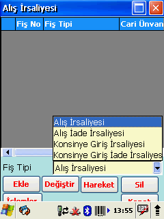 KL-Retail El Terminali İrsaliyeler İRSALİYELER Alış İrsaliyeleri Bu bölümde de 4 çeşit fiş işlenir: Alış İrsaliyesi, Alış İade İrsaliyesi, Konsinye Giriş İrsaliyesi, Konsinye Giriş İade