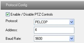 "Protokol" açılır menü listesinden PTZ aygıtı protokolü seçiniz. 4. "Adres" metin kutusuna PTZ adresini giriniz. 5. "Baud Hızı" açılır menü listesinden bir baud hızı seçiniz.