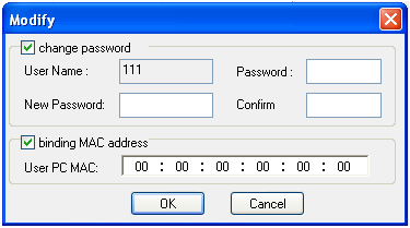 erişebilir. Eğer MAC adresi "00:00:00:00:00:00" ise bütün bilgisayarların bağlanabileceği anlamına gelir. 2. "Kulanıcı Adı" metin kutusuna (sadece harf) kullanıcı adı giriniz. 3.