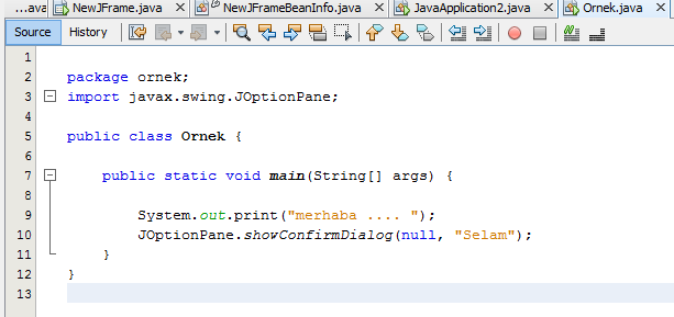 Java Program Yapısı Muhammer İLKUÇAR, MAKÜ-2014 BURDUR package ornek; import javax.swing.