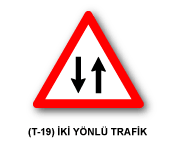 Genel olarak bölünmüş bir yoldan, iki yönlü ve iki şeritli yol kesimine yaklaşıldığını bildirir.