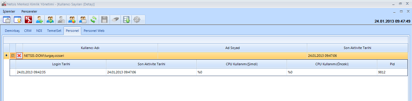 Kullanıcı Sayıları (Grafik) Netsis windows ve web uygulamalarındaki, Aktif Bağlı kullanıcı sayısını, Kalan kullanıcı sayısı bu ekran yardımıyla grafiksel olarak izlenebilmektedir.