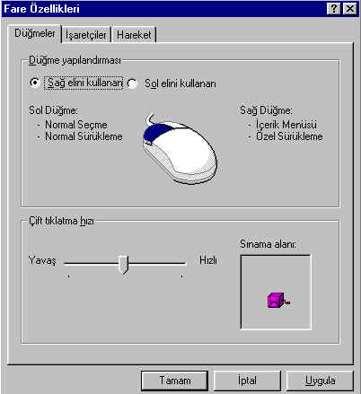 ĠĢaretçiler Katmanı: Bu katman Fare iģaretçisine Ģekil ve boyut vermek amacıyla vardır. Windows 98' te farenin iģaretleyicisi yada göstergesi değiģik Ģekiller alabiliyor.