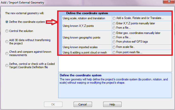 Şekil 18 Koordinat sisteminin tanımlanması Şekil 19 Koordinat dosyasının seçilmesi Using known XYZ points