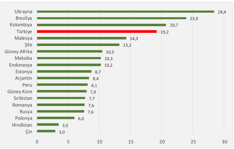 Özel sektörün yurtdışından sağladığı kredi borcunun vadesini uzatma çabasına karşın yılbaşından bu yana $/TL deki yaklaşık %19 oranındaki artışın şirketlere maliyetinin 77 milyar TL olduğu ifade