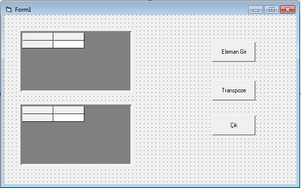 MSFlexGrid1.Row = i MSFlexGrid1.Col = j MSFlexGrid1.Text = Val(InputBox("Matrisin " & i & "," & j & " elemanı ")) a(i, j) = MSFlexGrid1.