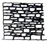 3 Harçlı moloz taş duvar Moloz taş duvarlarda genel yapım kuralları şunlardır: - 1 m2 duvar yüzeyinde 15 ten fazla taş bulunmamalı, eşit aralıklarla dağıtılmış en az iki bağlantı (kenet) taşı