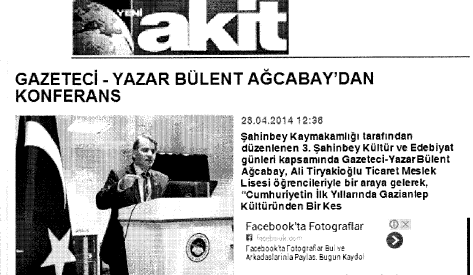 130 12.38 de Yeni Akit Gazetesi nin web sitesinde haber herhangi bir değişikliğe uğramadan aynen yayınlanmıştır (Resim 4.7)