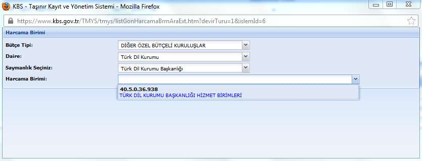 5) Malzeme ekleme işi tamamlandıktan sonra Kurum Seçiniz butonuna basılır.