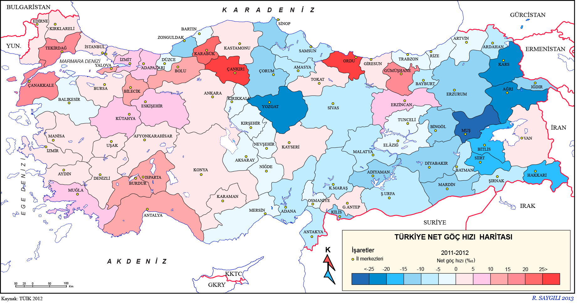 Kuzey işareti daha çok büyük ölçekli haritalarda bulunur. Küçük ölçekli haritalarda bazen olmayabilir. Kuzey işareti arazi çalışmalarında harita kullanılırken yardımcı bir harita elemanıdır. 5.