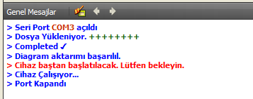 65 Programlanabilir Lojik Kontrol Ailesi MP201GPLC Tasarlanan diagramı derleyerek cihaza yükleme işlemi yapar.