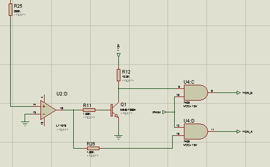 Şekil 9. Duty Cycle ın girişteki değerin maksimum noktasında %100 olması Analog girişten gelen sinyal yine op-amp kullanılarak motorun yönünün tayin edilmesinde kullanılmıştır.