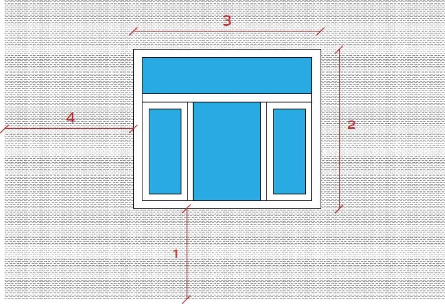 1 ölçüsü, döşeme üstünden pencerenin alt noktasına olan parapet yüksekliğidir. 2 ölçüsü, pencerenin yüksekliğidir. 3 ölçüsü, pencerenin uzunluğudur.