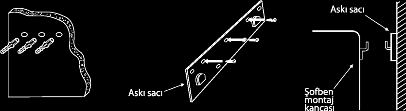 sabitleyiniz. Gerektiğinde askı saçını duvara sağlam olarak sabitlemek için ilave önlemler alınız.