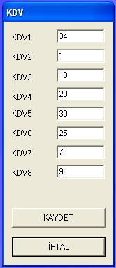 3-3-4-) DEPARTMAN PC ara yüzü sayesinde, yazarkasanızda kullanacak olduğunuz departmanların isimlerini, fiyatlarını, kullanılacak fiyat türünü ve KDV oranlarını programlayabilirsiniz.