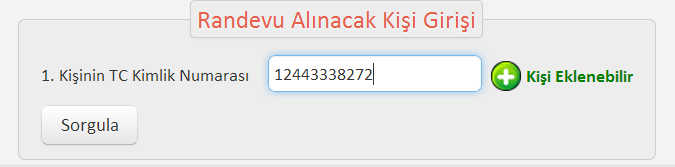 Şekil 13 Eğer eklemek istediğiniz T.C. vatandaşı sizinle farklı konsoloslukta oy veriyorsa, yaşı 18 yaşından küçükse veya T.C. Kimlik Numarası yanlış girilmiş ise Kişi Eklenemez uyarısı görülür.