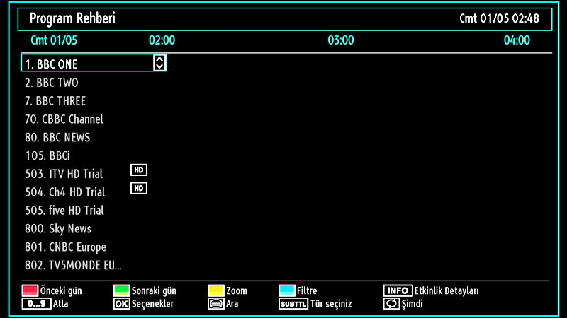 Elektronik Program Rehberini Görüntüleme (EPG) Elektronik program rehberini (EPG) mevcut programlar hakkındaki bilgileri görüntülemek için kullanabilirsiniz.