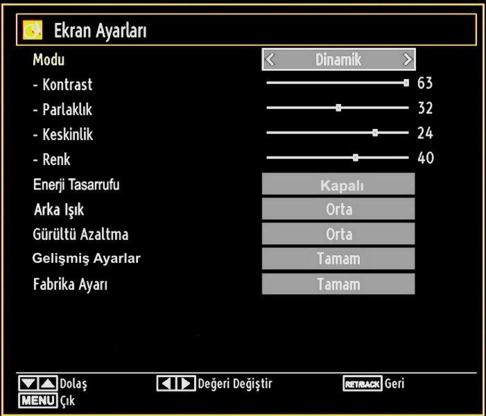 Not : Resim yakınlaştırma modu, 14:9, Sinema veya Altyazı olarak seçiliyken, / tuşlarına basarak ekranı yukarı veya aşağı kaydırabilirsiniz. 14:9 Geniş ekran (14:9) görüntüyü tam ekran yapar.