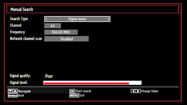 You can select options by using / and OK buttons. Auto Channel Scan (Retune) Menu Operation Analogue: Searches and stores analogue stations.