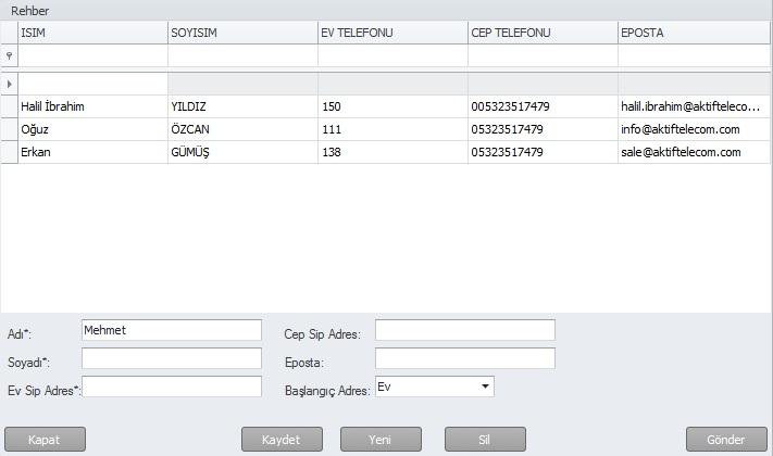 9 2. TELEFON DEFTERĠ DÜZENLEME: Telefon defterinin düzenlenmesinin yapıldığı, yeni kayıt eklenmesi, silme ve diğer işlemler bu menüden girişi yapılır.