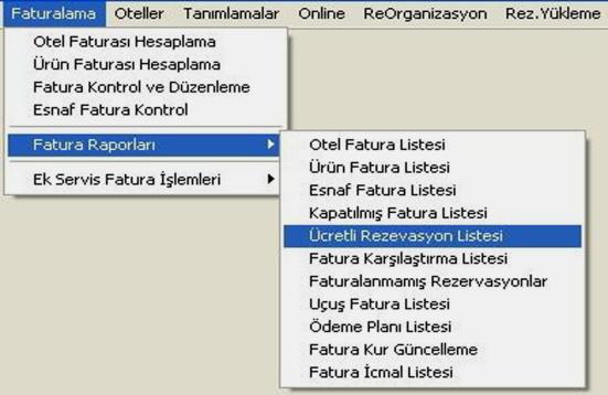 Hesaplanan rezervasyonlar fiyatları ile birlikte görünür.