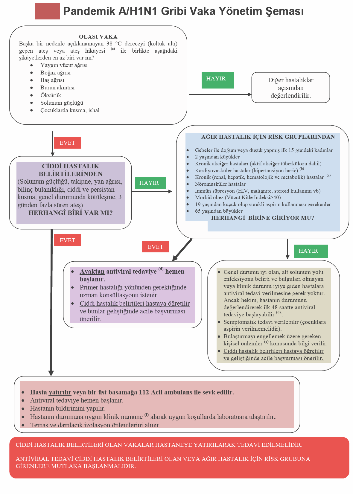 Sağlık Bakanlığı Pandemik İnfluenza Vaka Yönetim Şeması (24.11.