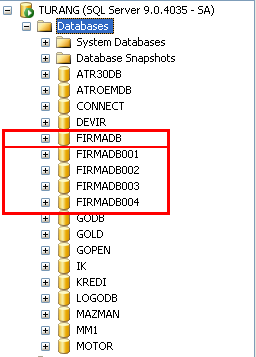 FĐRMA BAZINDA VERĐ TABANI SQL Server üzerinde tutulan dataların firma bazında ayrı ayrı takip edilmesi için Sistem işletmeninde Firmalar içerisinde Veritabanı alanı eklenmiştir.
