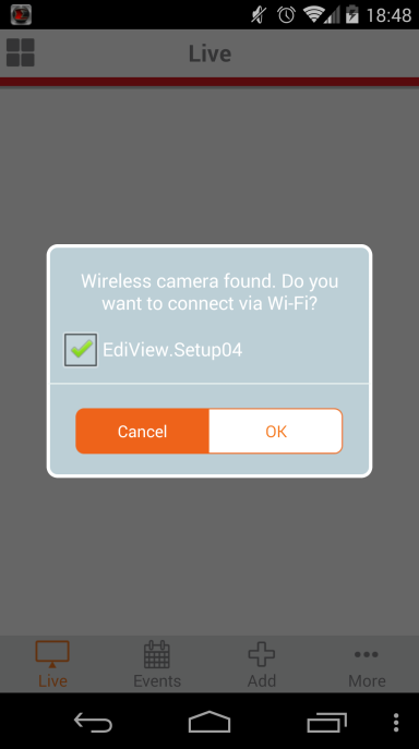 2. ios kullanıcıları, iphone nuzun Wi-Fi ayarlarına gidin ve network kameranıza bağlanın (EdiView.Setup**), EdiView II uygulamasını açmadan önce 4. Adıma geçiniz. 3.