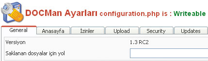 Ayarlar (Configuration) DocMAN kontrol panelinden, ikonuna tıklayarak, ayarlar sayfasına erişebilirsiniz: