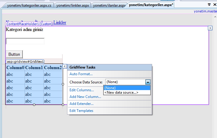 using System.Collections.Generic; using System.Linq; using System.Web; using System.Web.UI; using System.Web.UI.WebControls; using System.Data; using System.Data.OleDb; public partial class yonetim_kategoriler : System.