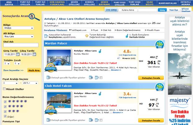 Metin Reklam / İniş Sayfası Optimizasyonu www.tatilsepeti.com/oteller.